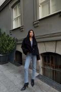 YÜN CROP KABAN - Siyah resmi